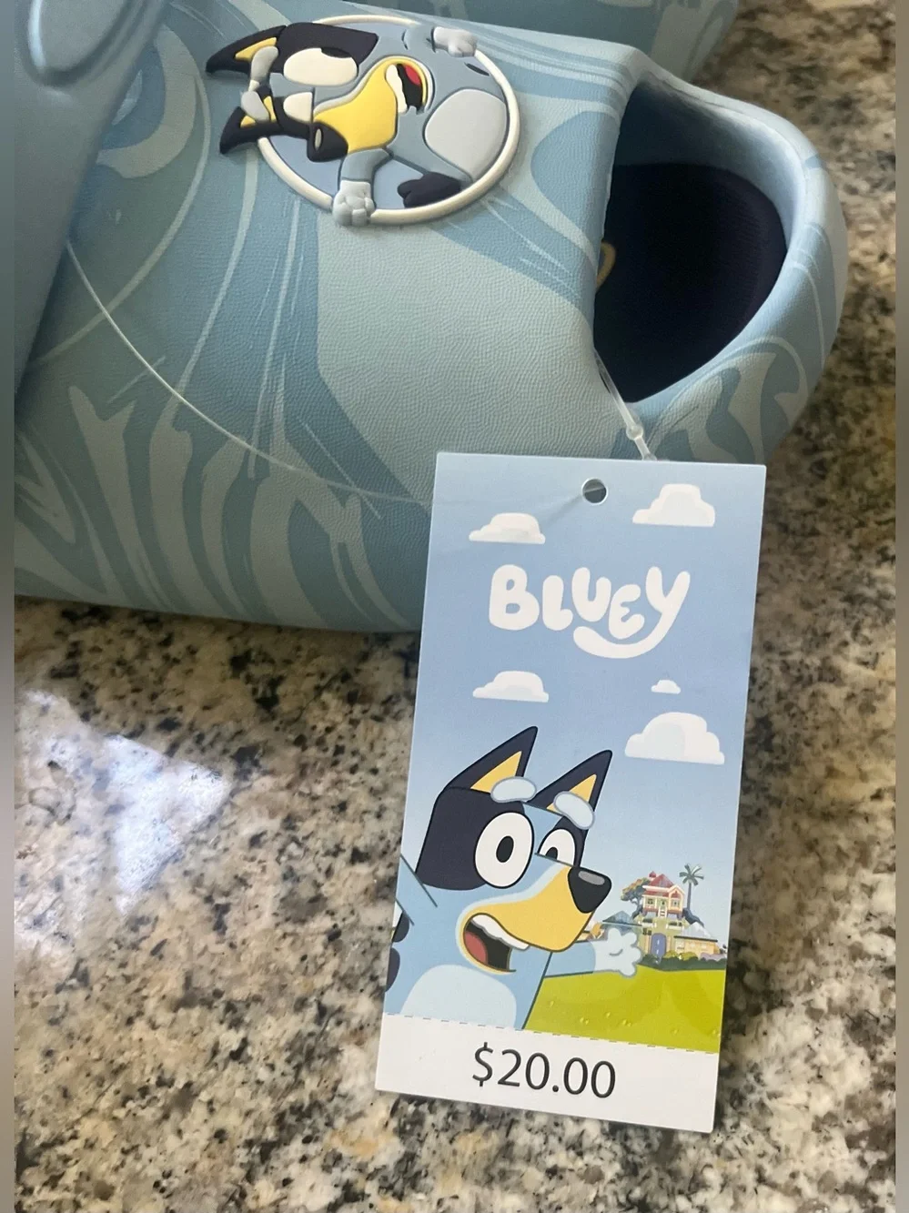Bluey Bingo Kids Light Blue Cartoon Character Slip-On Sandals